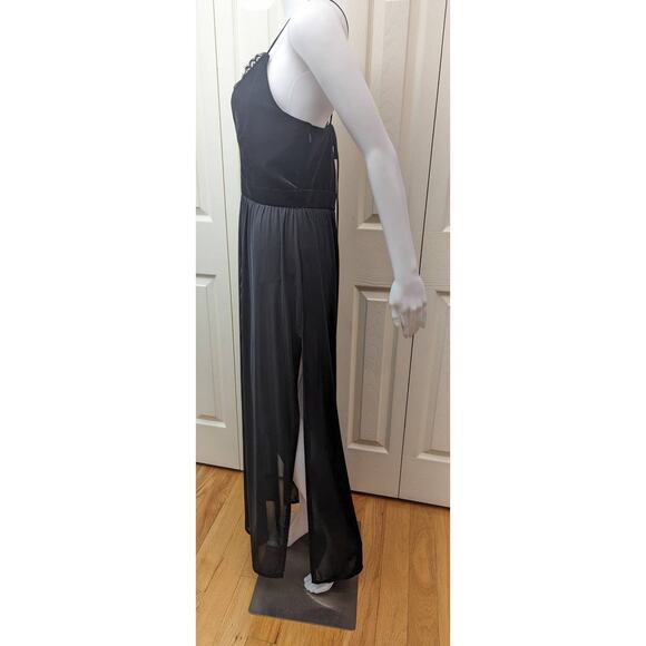 Express Dress Maxi Thigh Slit Lace Holiday Party Wedding Guest Witchy Goth NYE - Picture 4 of 16